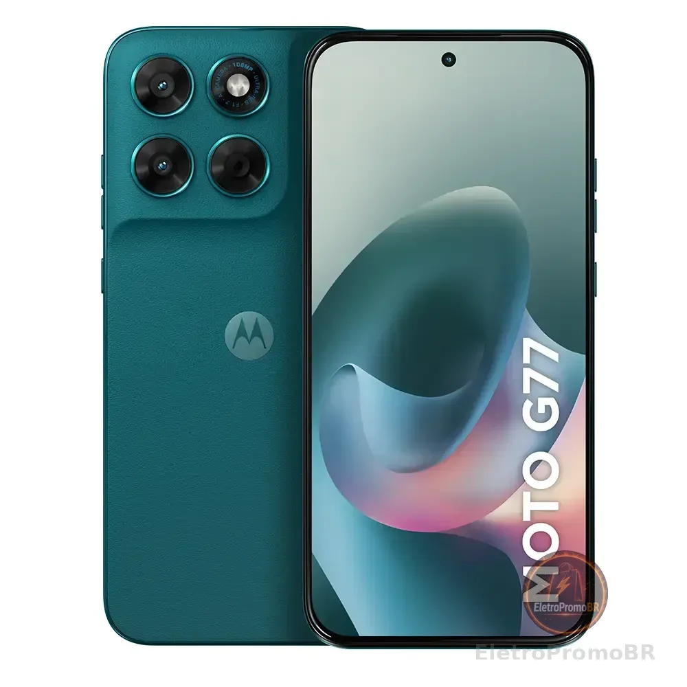 Smartphone Motorola Moto G77 5g - 256gb 24gb (8gb Ram + 16gb Ram Boost) Camera 108mp Ultra-pixel, Tela 1.5k Extreme Amoled 120hz, Ultrarresistente - Verde-escuro