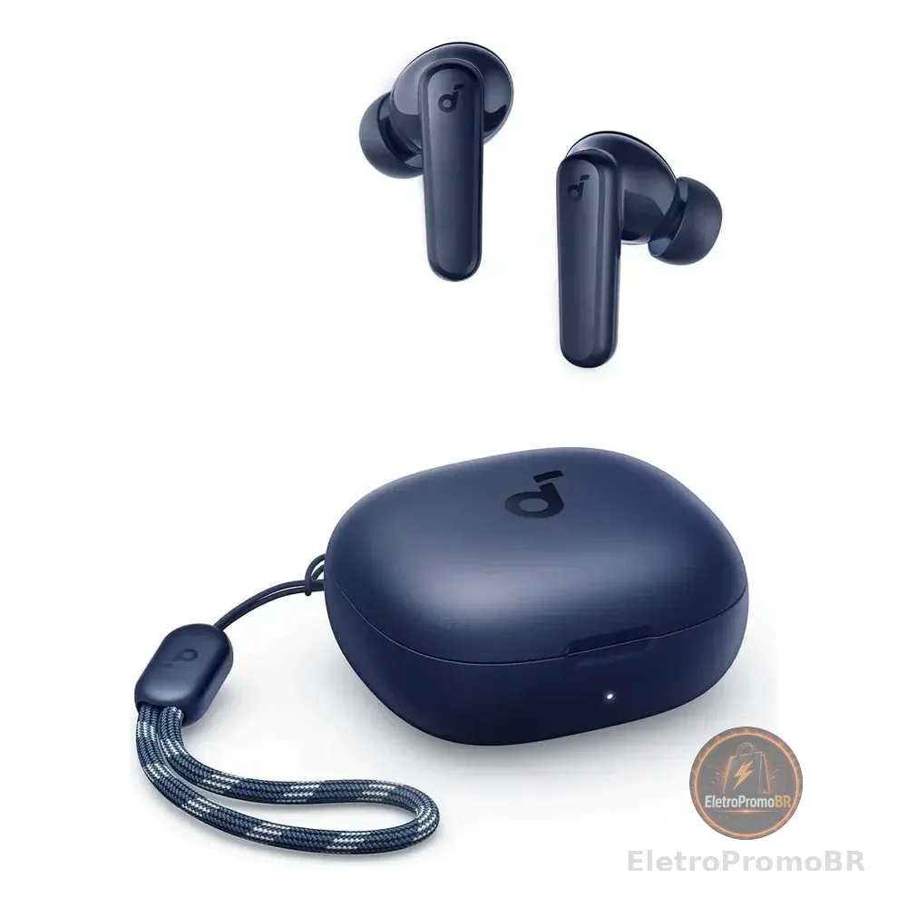 Fone De Ouvido Soundcore P20i Bluetooth 5.3 Grave Potente Drivers 10mm 30h Bateria Carregamento Rápido App Personalização De Som Via App Ipx5 2 Mics Ia Para Chamadas Claras Case Compacto Cor Azul