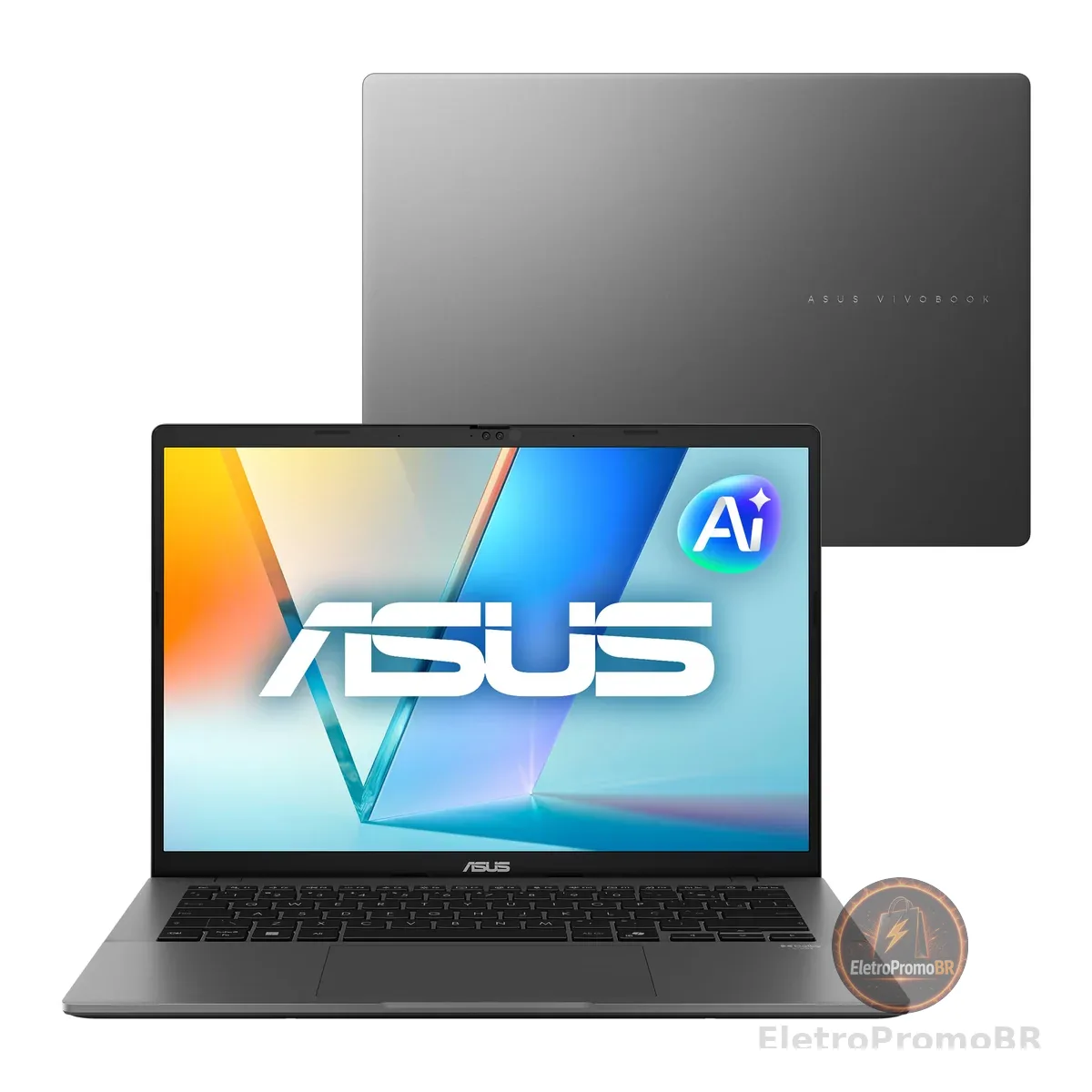 Notebook ASUS Vivobook S14 IA PC, Core Ultra 7, 16 GB, 512 GB, Linux, 14'' Nivel IPS 60Hz, Matte Gray - S3407CA-LY121