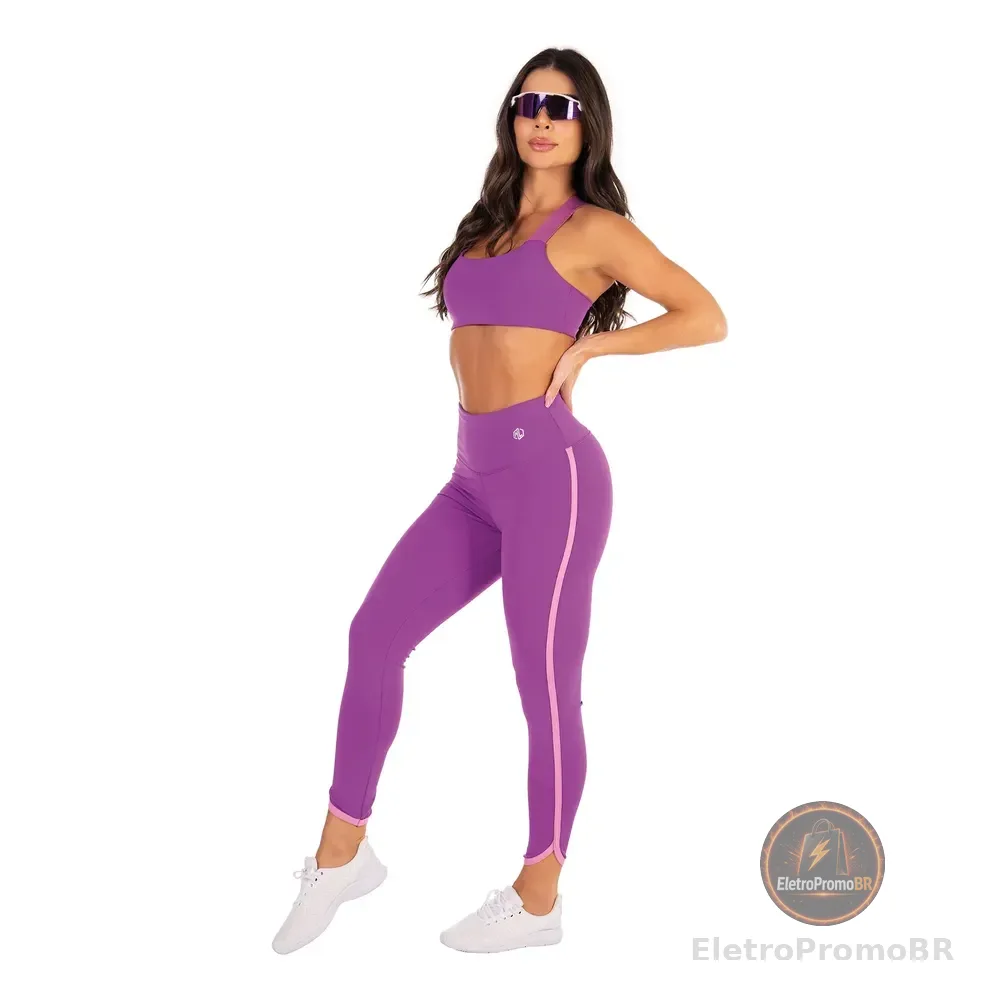 Conjunto Manalinda Fitness Top E Legging Roxo M