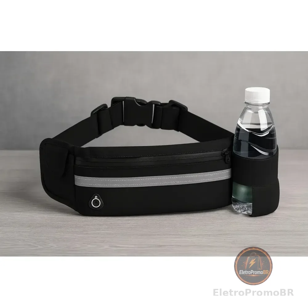 Pochete Esportiva Slim Impermeável Celular Acessórios Fitness Academia Treino Corrida Caminhada Unissex Moderna Bolsa... Lisa Preto