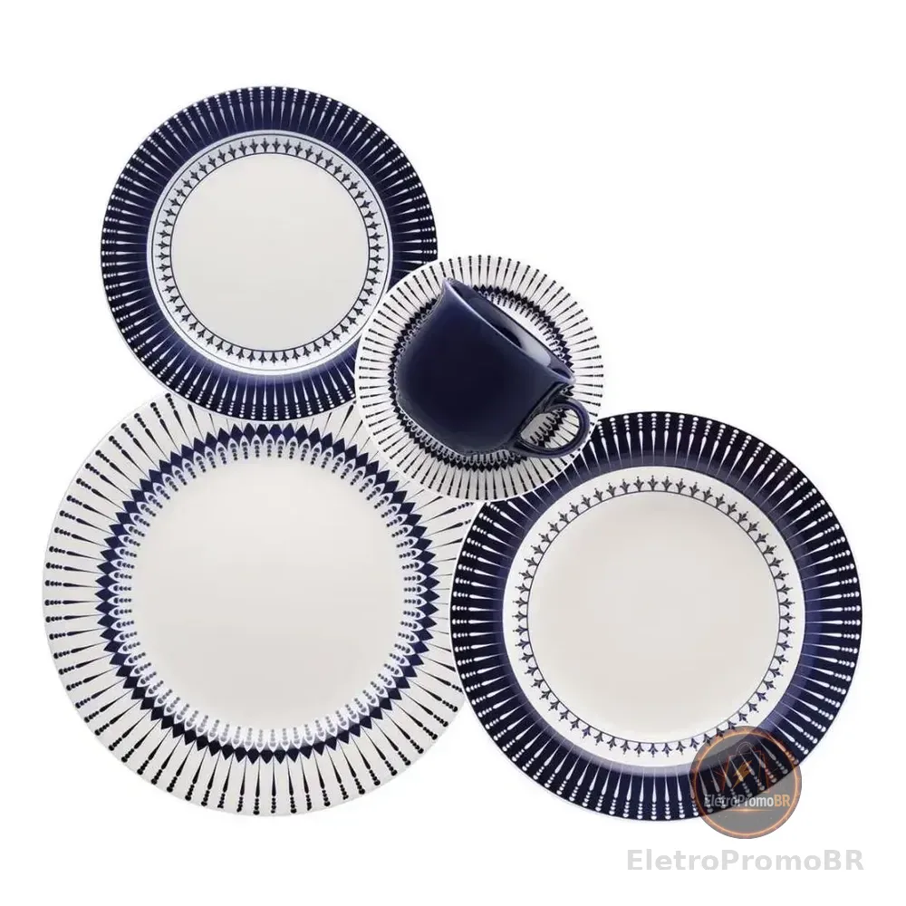 Aparelho De Jantar E Chá 20 Peças Donna Colb Azul
