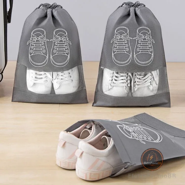 5 Peças Organizadores de Viagem para Sapatos – Sachês Impermeáveis Não Tecido com Cordão