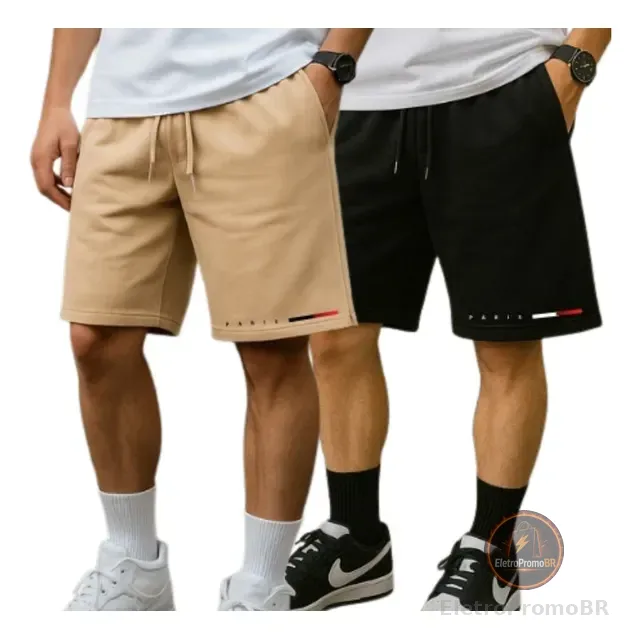 Kit 02 Bermuda Casual Short Moletom Maculina Academia Treino