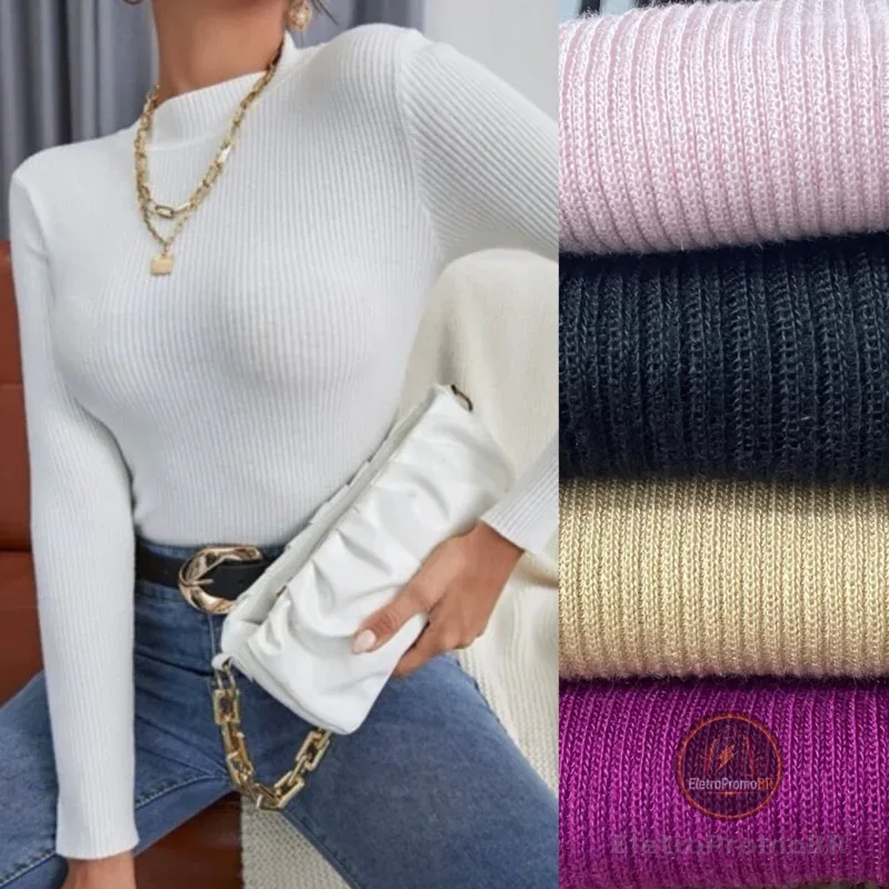 Blusas De Frio Em Trico Cacharrel Tricot Feminino Manga Longa Moda Inverno Individual e Kit
