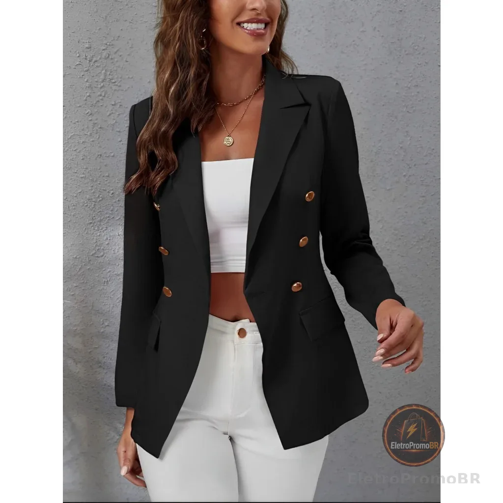 Blazer Feminino Casaquinho Alfaiataria Casaco Social Com Botão Lindo Super Envio
