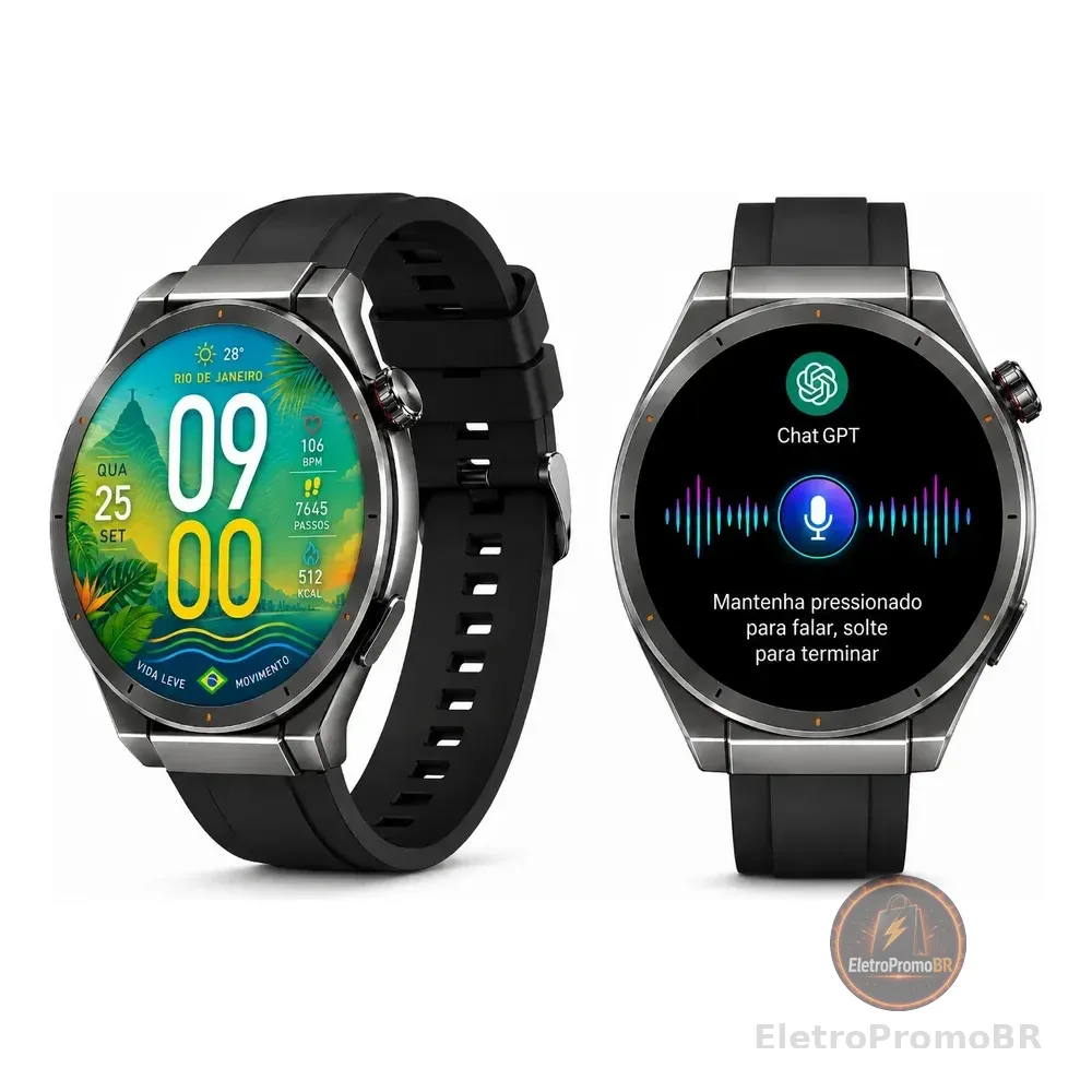 Smartwatch Aurafit-pinteek Kw18 Tela 1,52  Liga De Zinco Preto Mesh