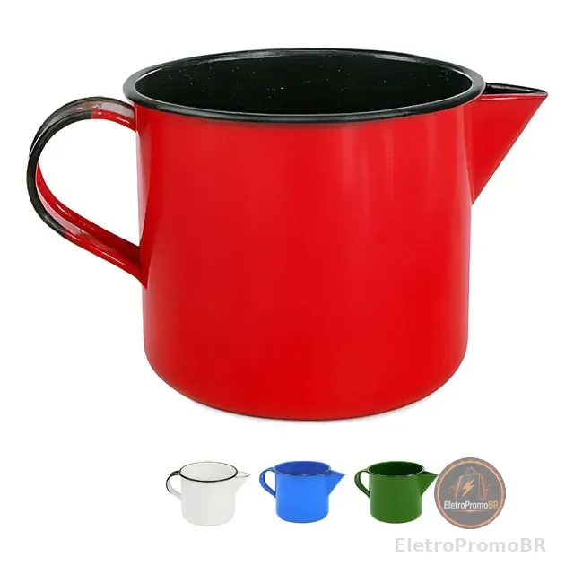 Leiteira Caneca Com Bico Esmaltada Ágata Metallouça