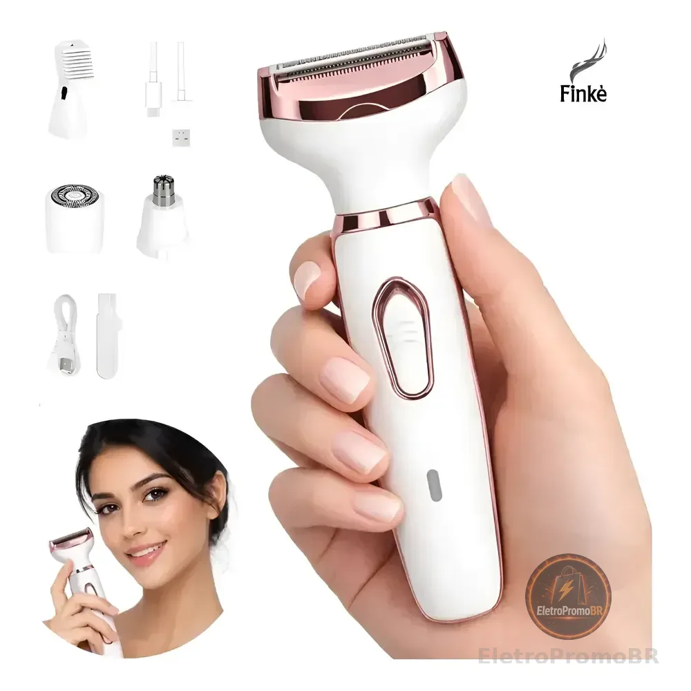 Depilador Feminino Recarregável 4 Em 1 Aparador Intimo Branco 127/220v