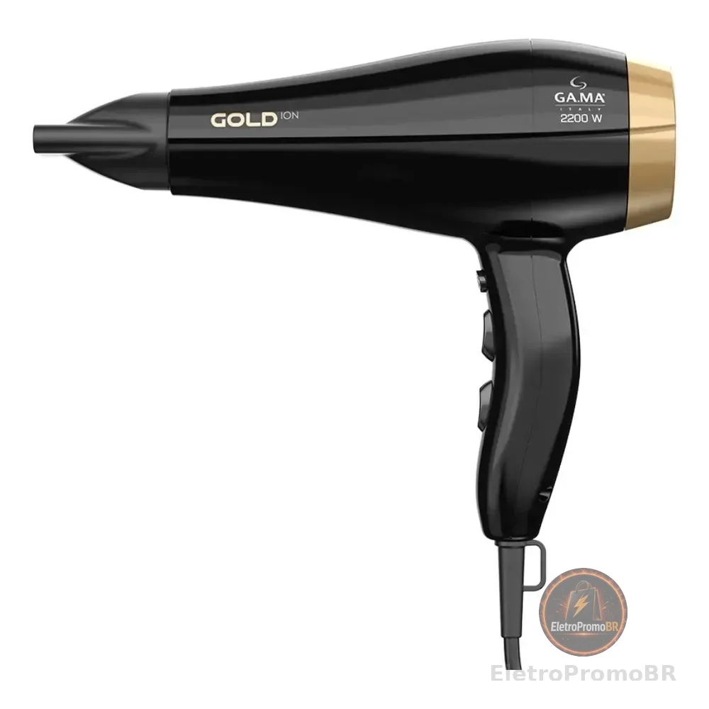 Secador De Cabelos Gama Gold Ion Profissional 2200w - Cor Preto 220v
