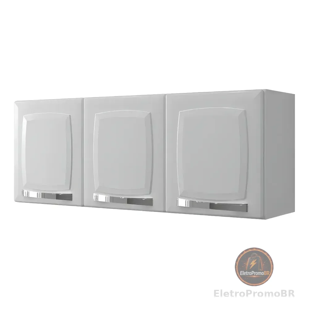 Armário Aéreo De Cozinha Cor Branco 3 Portas Rose Itatiaia