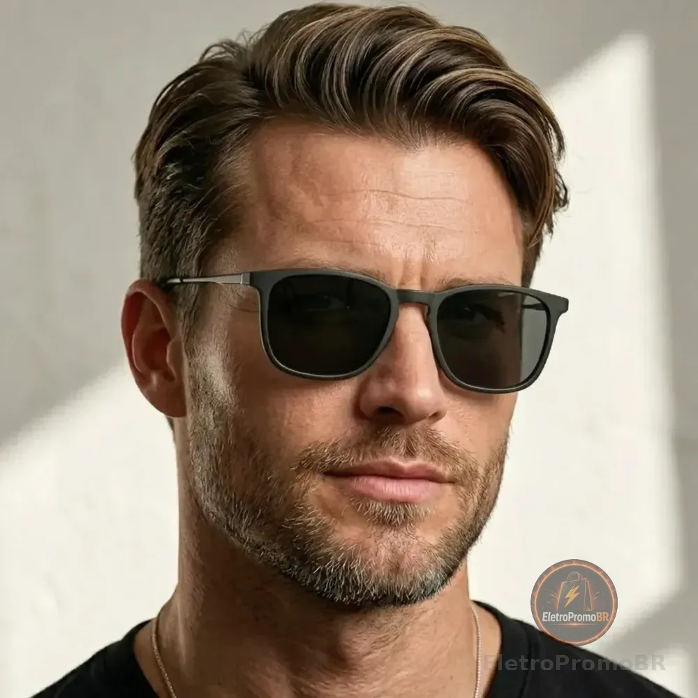 Oculos De Sol Masculino Quadrado Classico Premium Proteção Uv400 Luxo Moda Old Retro Vintage Preto Fosco Masculino Feminino Case Brinde