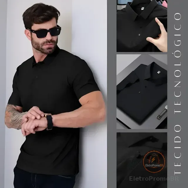 Camisa Polo Masculina Tecido Tech Confortavel Casual