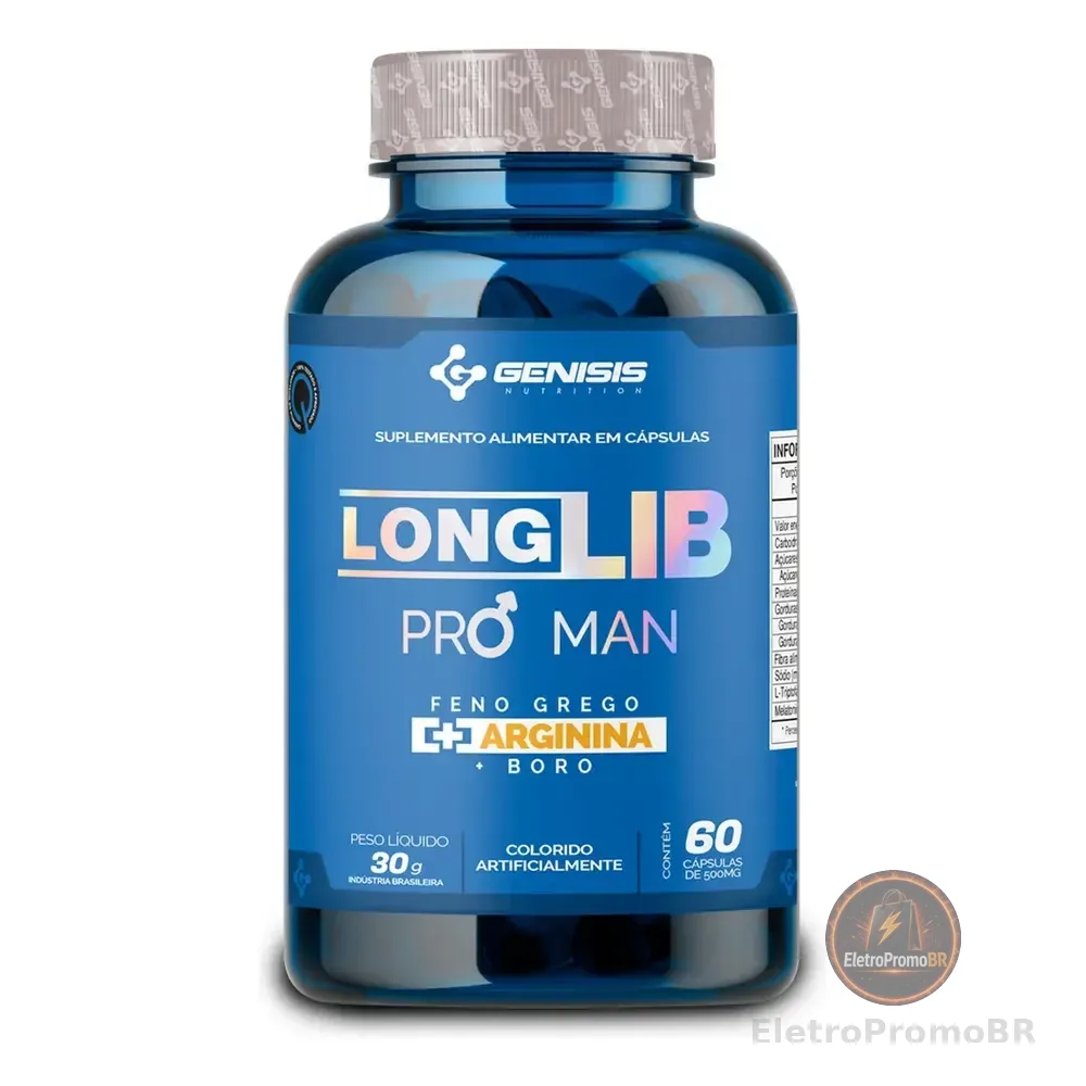 Feno Grego, Arginina E Boro Longlib Pro Man Concentrado Sabor Sem Sabor