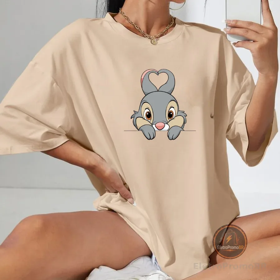 Camiseta Feminina Oversized Algodão Academia Gym Blusão