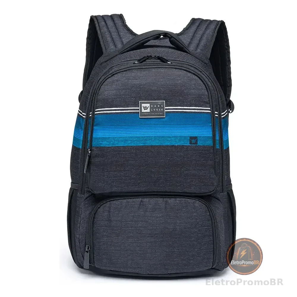 Mochila Hang Loose Sagar Masculina Reforçada Térmico Azul Escuro Listras
