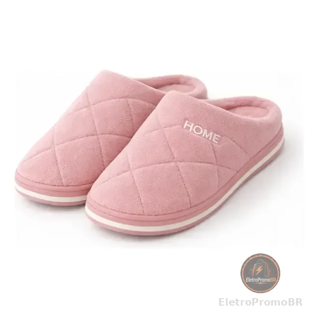 Pantufa Chinelo Forrada Home Riscos Quadrados Inverno By-626