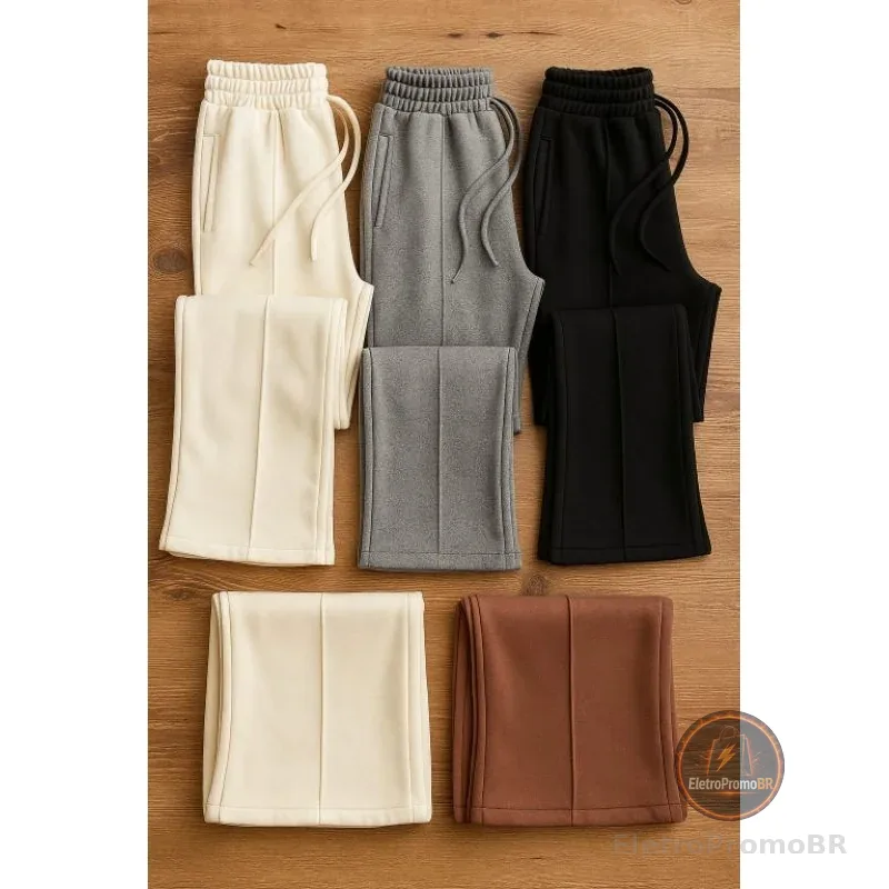 Calça Feminina Moletom Pantalona - Moda Gringa Casual Elegante (P M G GG)