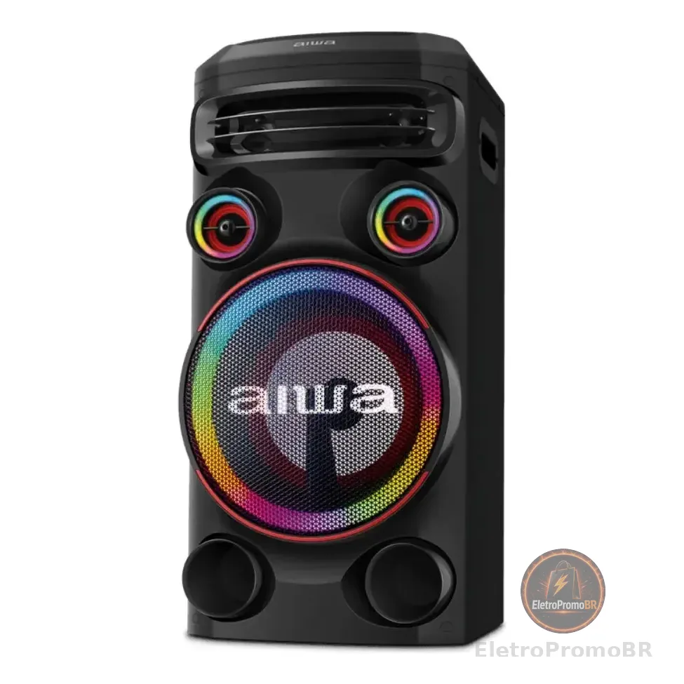 Torre De Som Aiwa T1w-02 1600w 1woofer10  Bluetooth Rgb Usb Fm Dj Preto 127/220v