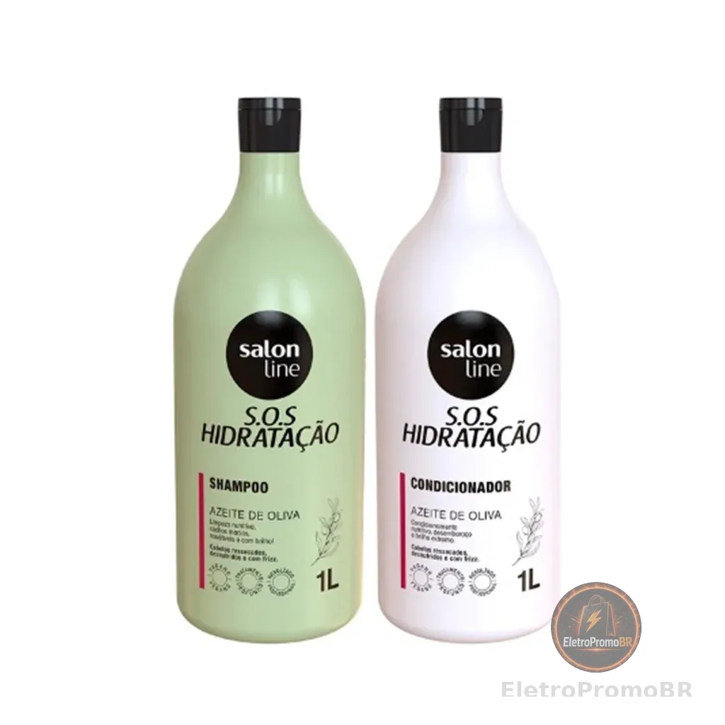 Kit S.O.S Hidratação Azeite de Oliva Shampoo e Condicionador Litrão Salon Line