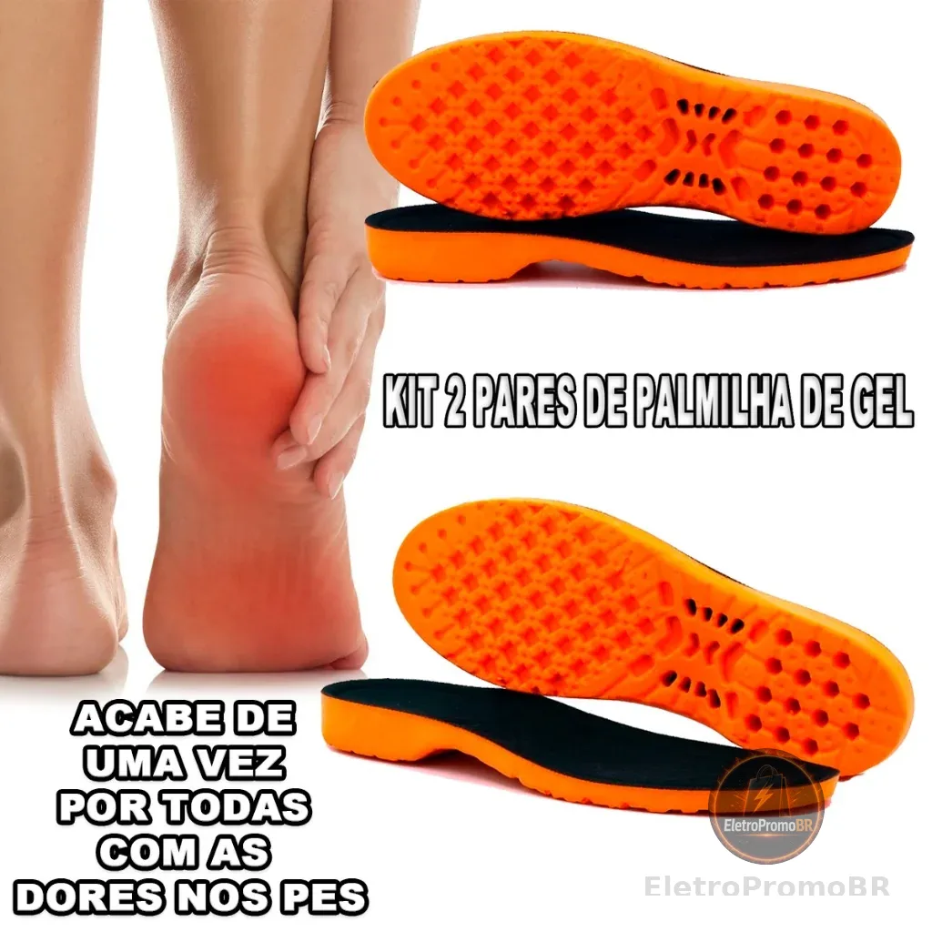 KIT COMBO 2 PARES PALMILHA ORTOPÉDICA DE GEL ANATOMICA