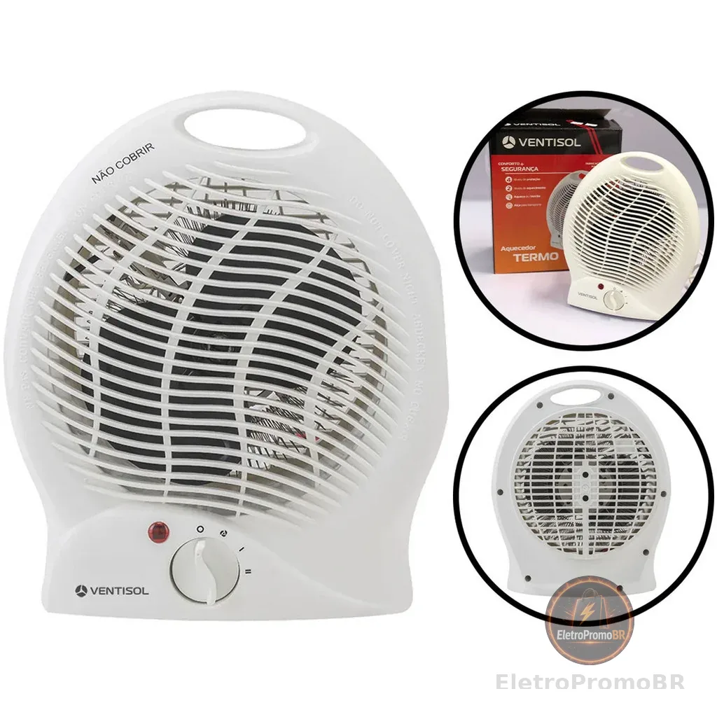 Aquecedor De Ar Residencial 1500W Portátil Para Quarto Sala Banheiro Escritório Ventisol