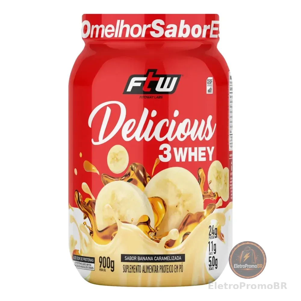 Whey Delicious 900g Ftw Os Sabores Sabor Banana Caramelizada
