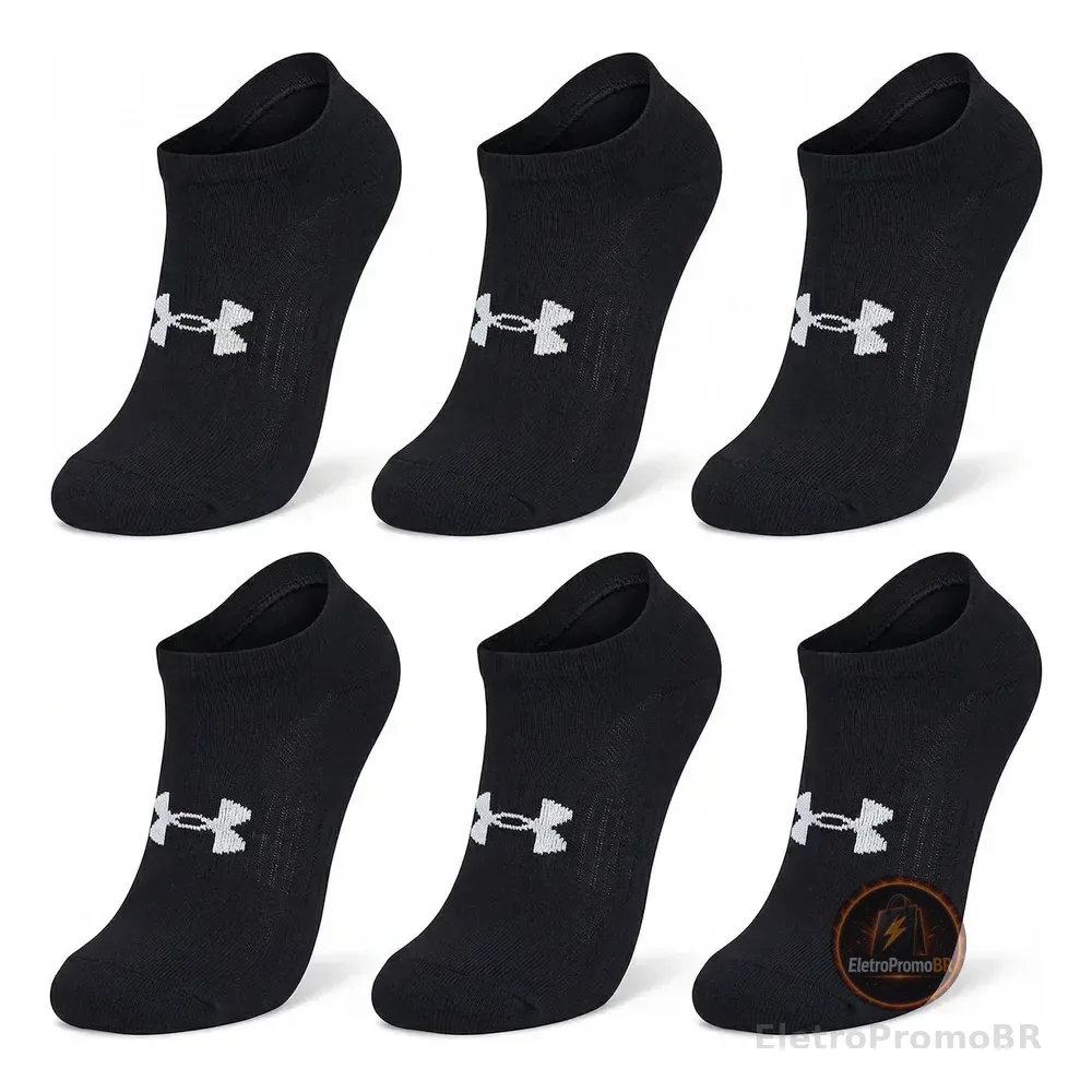 Kit 6 Pares De Meias Core Cotton Invisível Under Armour Preto Liso 37-40