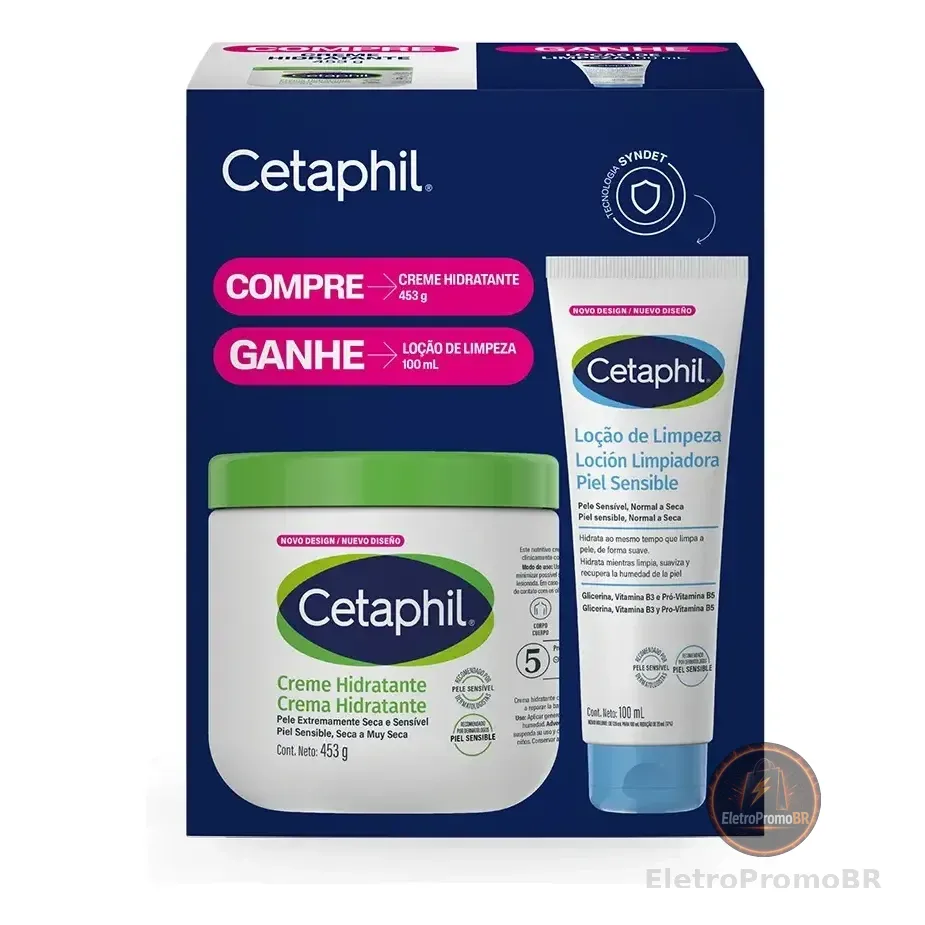 Kit Loção De Limpeza 100ml E Creme Hidratante 453g Pele Seca E Sensível Cetaphil Sem Fragrância