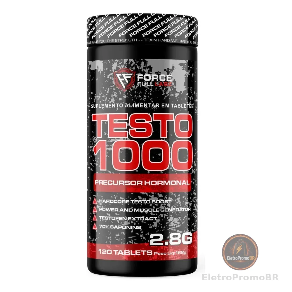 Testo 1000 100% Feno Grego 450mg, Boro, Vit B6, B12 Capsulas Premium Puro 120 Tabs - Force Full Labz Sem Sabor