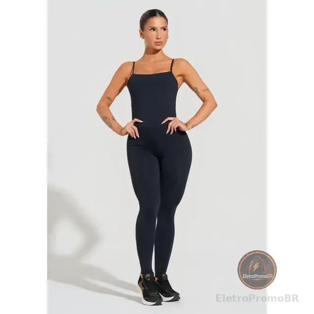 Macacão Fitness Feminino Com Alças Reguláveis Soul Dlk Preto