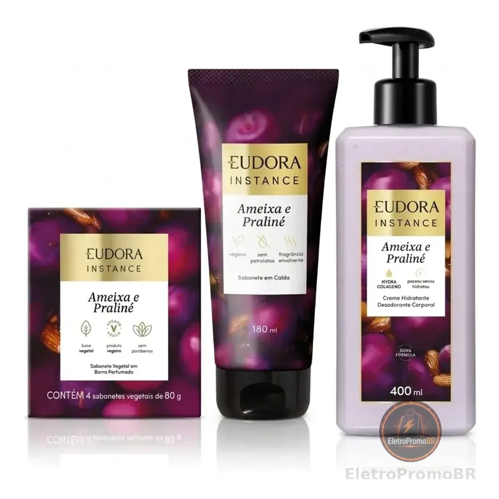 Combo Instance Ameixa E Praliné: Sabonete Em Barra 4x80g + S