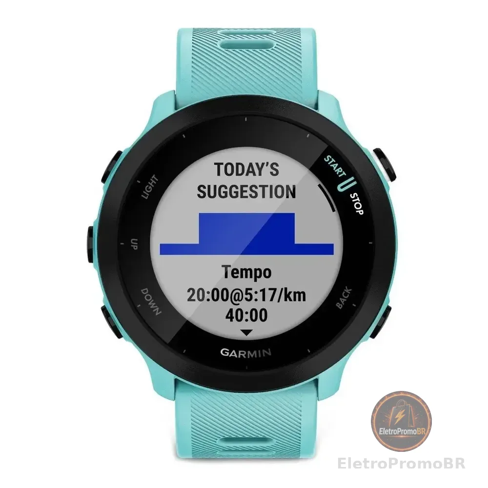 Smartwatch Garmin Forerunner Forerunner 55 Tela De 1.04  Com Pulseira De Silicone - Cor Aqua Azul
