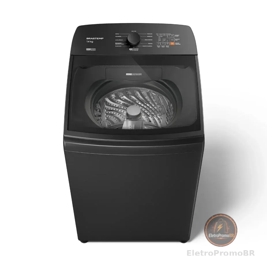 Máquina de Lavar Cinza Platinum Brastemp 14kg com Smart Sensor e Função Reduzir Tempo - BWJ14A9 110v