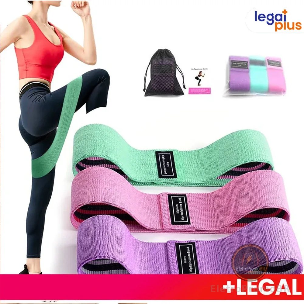 Kit 3 Faixas Elásticas De Exercício Hip Resistance Bands Para Malhar em Casa