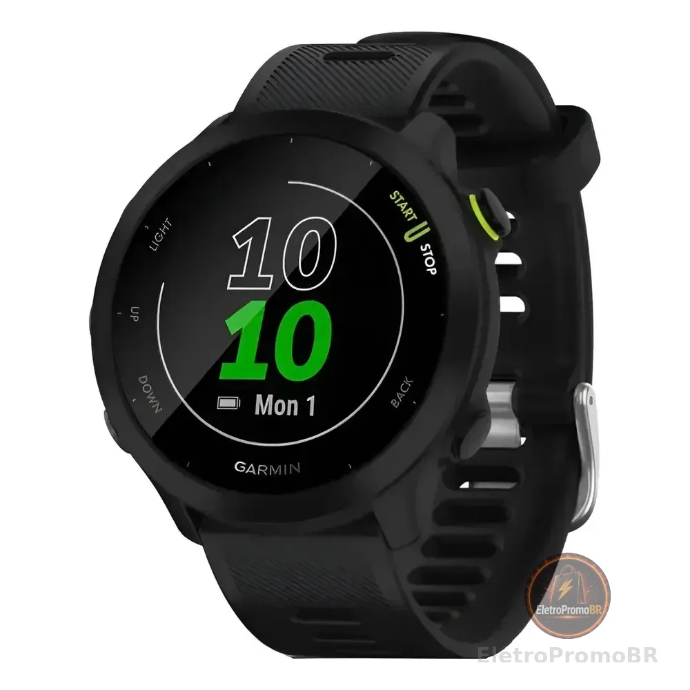 Relógio De Pulso Garmin Forerunner 55 Mesh Com Monitor De Fr Preto Mesh Preta