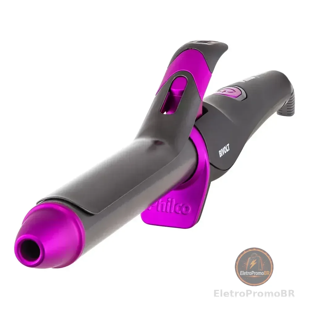 Modelador De Cachos Cacheador Pec15 Philco 25mm Intense Curves 220°c Cinza-escuro 127/220v