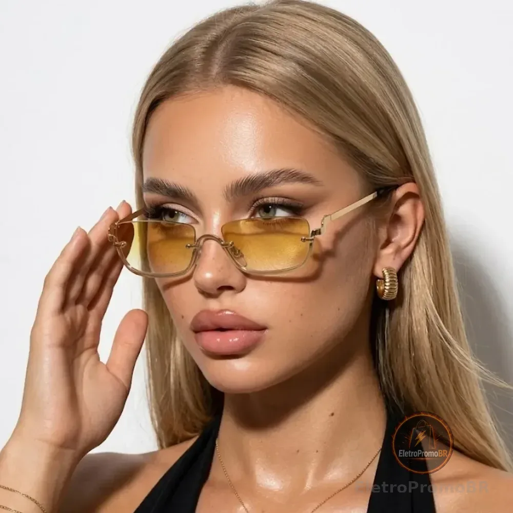 Óculos De Sol Feminino Hype Moda Copa Brasil 2026 Premium Amarelo