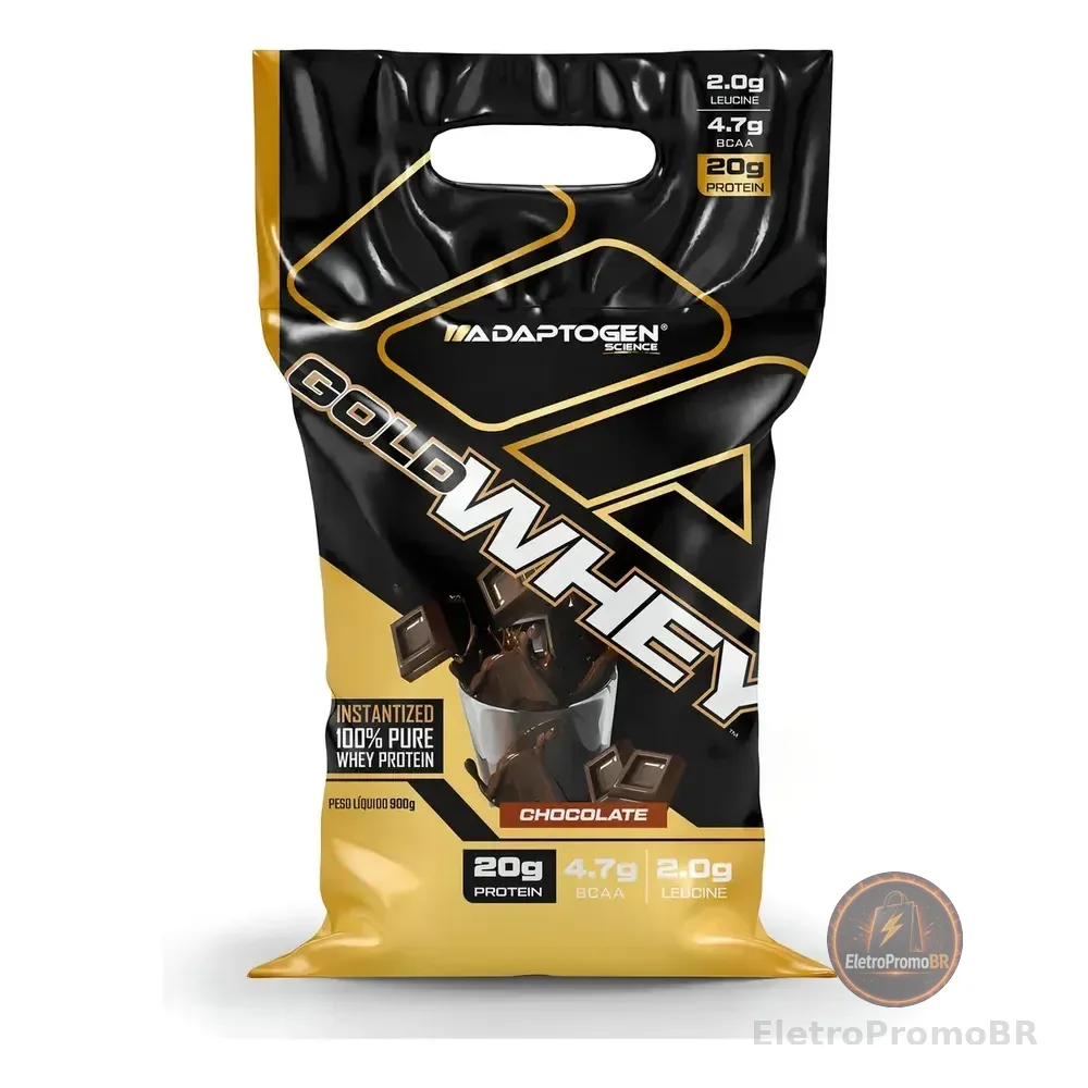 100% Gold Whey Refil Concentrado 900g Adaptogen Science Sabor Chocolate