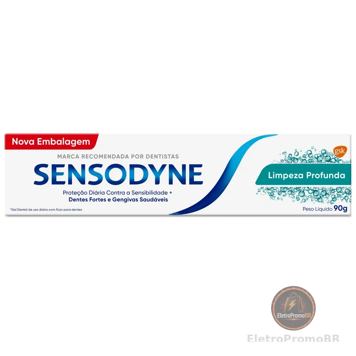 Sensodyne Creme Dental para Sensibilidade Limpeza Profunda com Flúor, Refrescância Prolongada, 90g