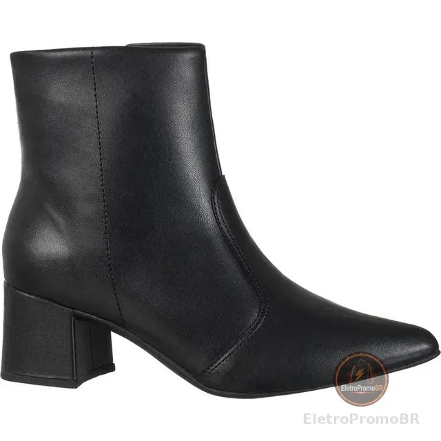 Bota Feminina Bico Fino Cano Curto Salto Clássica Elegante