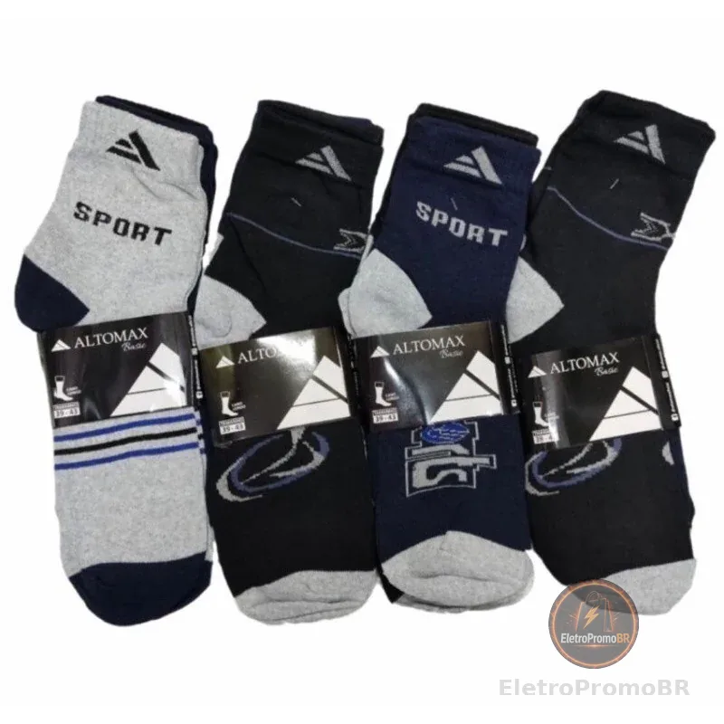 Meias Masculina Cano Longo Algodão Confortável Premium  Kit com 3, 6 ou 12 pares