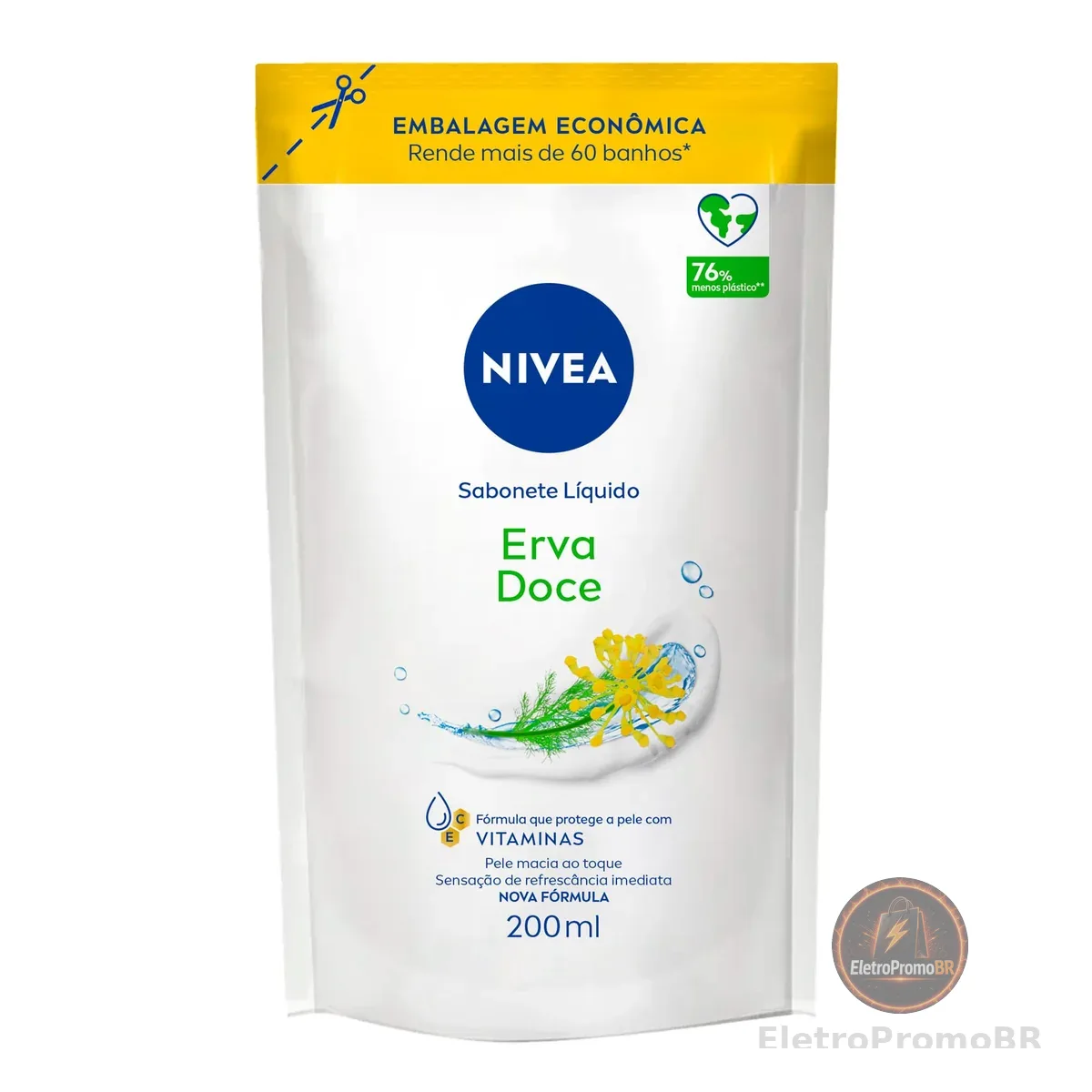 NIVEA Sabonete Líquido Refil Erva Doce 200ml - Fragrância refrescante de erva-doce, sensação de pele macia e hidratada