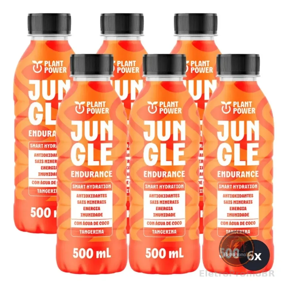 6x Isotônico Jungle Endurance Plant Power Tangerina 500ml