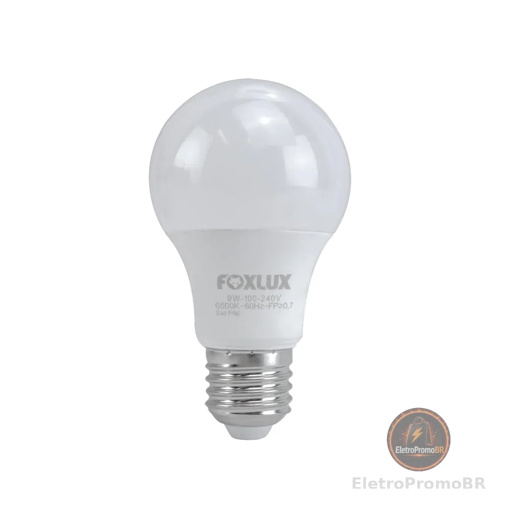 Lâmpada LED Bulbo Foxlux 9W 3000K Branco Quente E27 Bivolt Econômica Iluminação Aconchegante