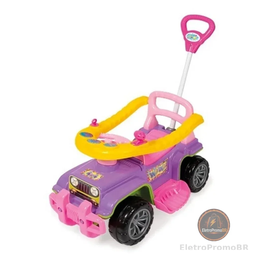 Carrinho Quadriciclo passeio jip jip maral com guidão e buzina direcional militar multicolor Colorido - Maral Brinquedos