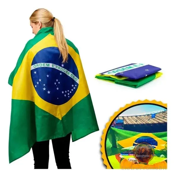Bandeira Do Brasil Grande 1,50 x 0,90cm para bastao metro Poliéster