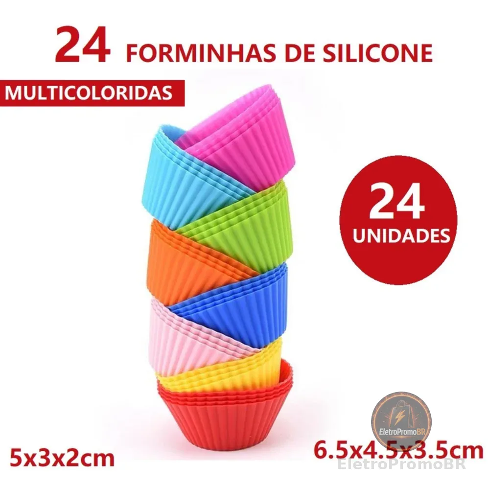 OFERTA Forminhas Multicolorida 24 ou 12Uns Forma Redonda 6.5cm Silicone Ou 5cm Brigadeiro Tortinha Bolinhos