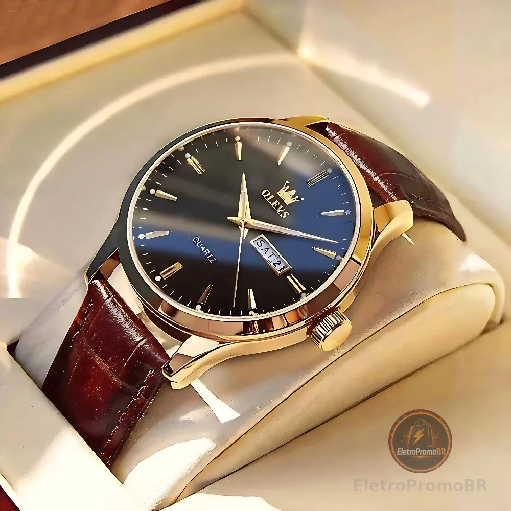 OLEVS Relógio Masculino Relogio A Prova D'água Luxo Orient Leather Calendário Formal Moda Simples e Moderna 6898
