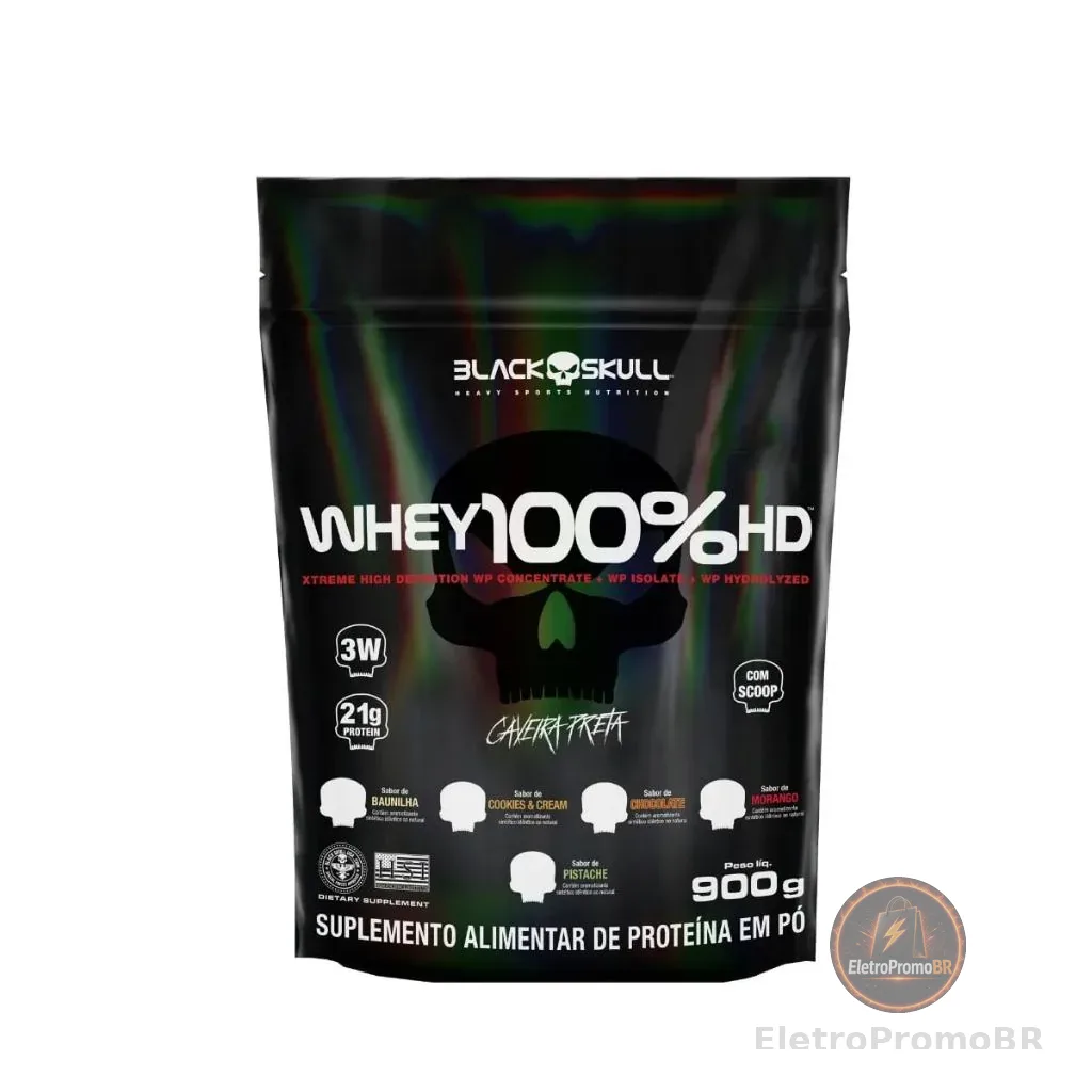 Whey 100% Hd Refil 900g Black Skull